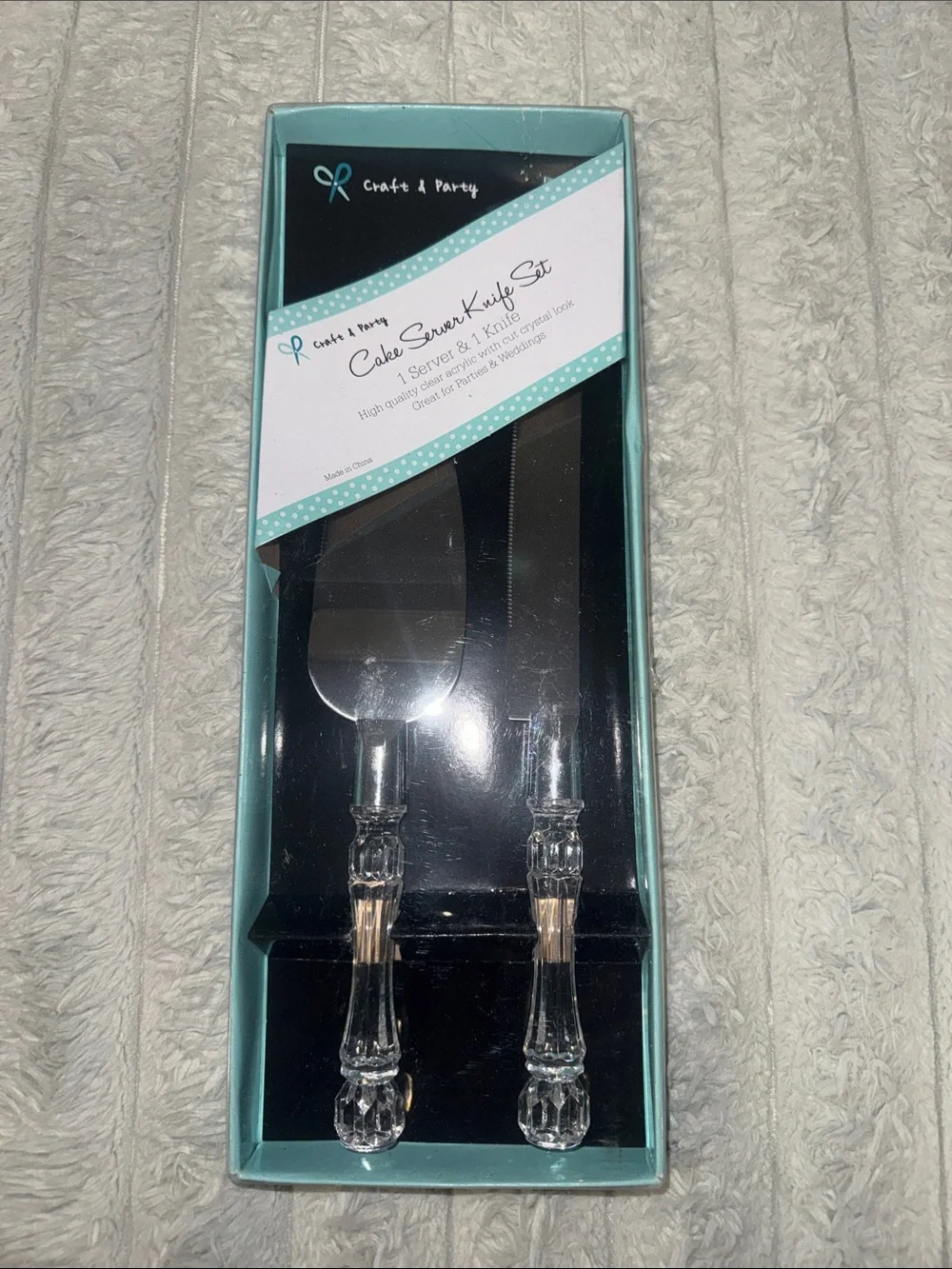 Clear Handle Cake Server and Knife Set - Clear